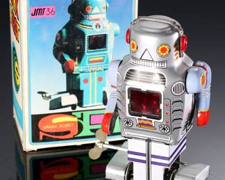 Lot of 5 Vintage Tin Litho Wind-Up Toys in Box - Monkey - Duck on Bike - Inertia Crocodile - Call Sparky the Dog 	8.5 x 4 x 4 in largest box	198029
