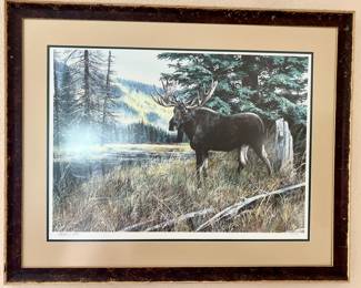 Limited edition pencil signed moose print 