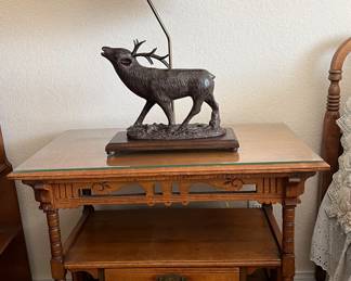 Eastlake table with moose lamp 