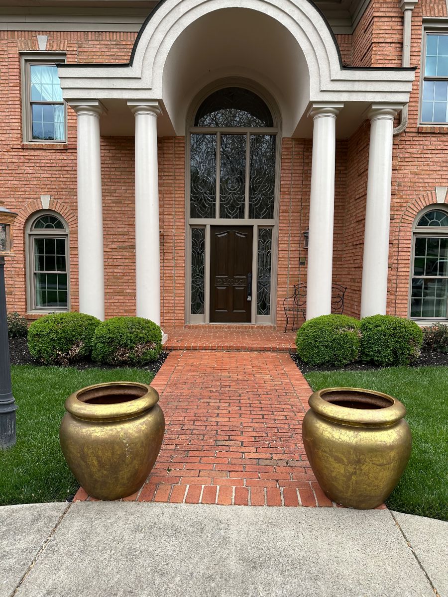 Large Gold urns or planters 