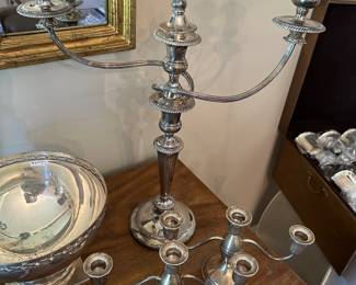 Sterling and silver plate candlabras