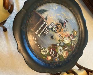 Hand painted tray table with Roman scene 