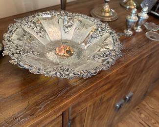 Ornate silver plate bowl