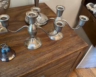 Sterling mid century double candle holders