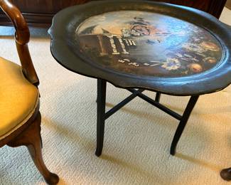 Hand painted tray table with Roman scene 