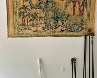 Vintage elephant straw mat