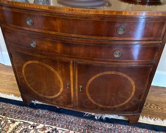 Circa 1820 Mahogany inlay commode/chest with divided flatware drawer