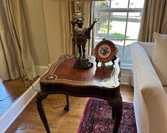 Chippendale table with leather inlay