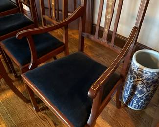 Antique mahogany regency chairs with mother of pearl inlay