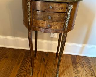 Louis XV side table with brass rail and ormolu accents