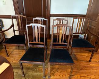 Set of six Antique mahogany regency chairs with mother of pearl inlay