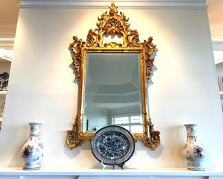 Ornate Gilt and Beveled Mirror 