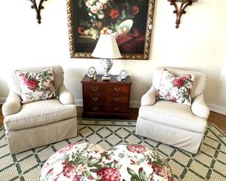 Chairs: Sold - Lamp Sold - Wall Sconces Sold - Cabinet Sold 