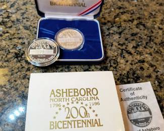 Asheboro bicentennial coins
One with box and paperwork 