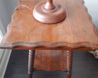 Oak spindle leg side table