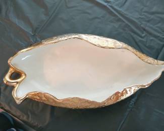 24 kt gold enameled candy dish