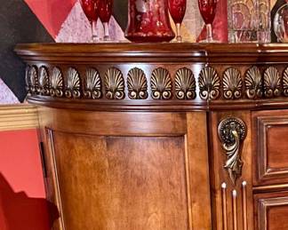 Buffet of the Dining Room set. W42xW62xD20. Marble inlaid top service.  Mahogany stain. 