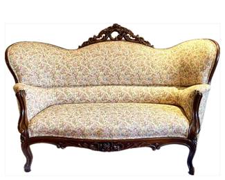 $615.00 - Mid-1800s Victorian Loveseat / W62” x D28 x H48. Lovely design and still amazingly sturdy.