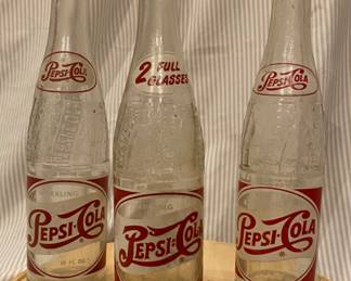 The middle bottle is from the 1940’s. $10 The other 2 are from the 1950s $8 for the 2. Many more bottles soda bottles and old medical bottles etc.