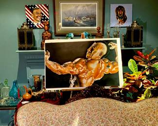 $250—Jaw Dropping original Pastel drawing of a body builder H25xW40”  There are 4 others similar in size.