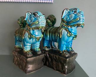 $50—A Pair of CHINESE FOO DOGS. H10xW3.5xL8” Not sure of age. 