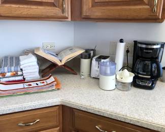 Coffee Pot, Linens, Cookbook