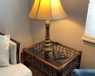Cane End Table, Lamp