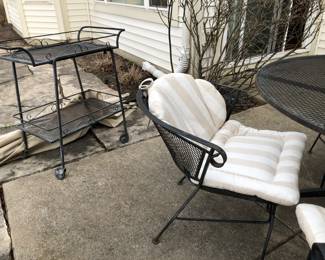 Metal Tea Cart, Chair Cushions