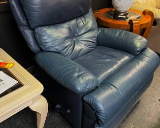 Flexsteel Leather Recliner in Nautical Blue 