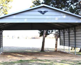 deluxe double carport w gable ends in exc. 22'w x 25'd