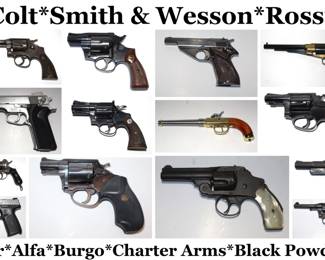 a selection of vintage handguns incl. Colt .38 Diamondback,Smith & Wesson,etc. etc.