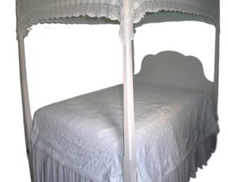 gorgeous full size hand made canopy bed.We're selling the whole ensemble as shown. 