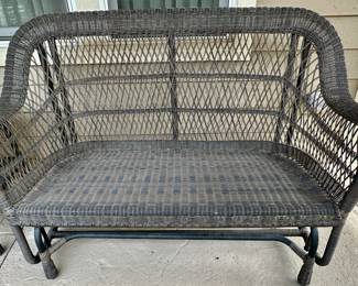 Wicker 3 Pc Set on Front Porch with Cushions.  View or Rocker without Cushions.  Checkout the Workmanship
