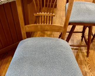 Set of 4 Counter Height Country French Bar Stools by Bermex from Barstools Etc in Lisle.  Finish: Heirloom Pecan with Custom Up[holstery.  Paid over $1500.00 New.  