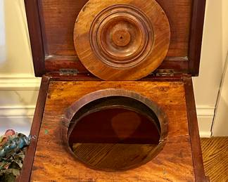 Early 20th Century Oak and Original Porcelain Commode with Wood Cover from England