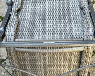 Patio Dining Set:  Stone and Slate 84" L x 44" W x 30" H Dining Table.  Treasure Garden Umbrella and Stand. 6 Frontage Outdoor Dining Chairs (2 Carlisle Woven Swivel Rockers + 4 Carlisle Woven Dining Chairs). Current Retail is $1699.00 a Pair