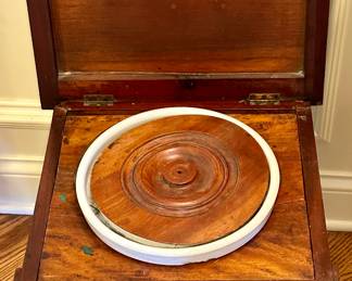 Early 20th Century Oak and Original Porcelain Commode with Wood Cover from England