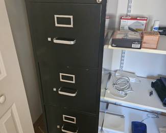 Filing cabinets, office supplies