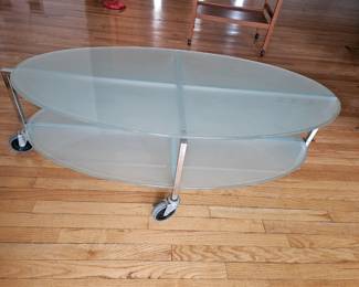 Industrial coffee table with frosted glass