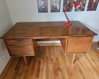 Falster MCM desk with front bookshelf, VG condition