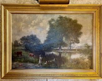 James Hosmer Perkins Wise (American/Louisiana, 1845-1901), “Louisiana Landscape with Figure,” oil on canvas, signed