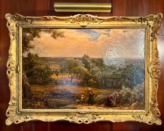 William Linnell (British, 1826—1906), “Harvest Evening,” oil on canvas, c. 1860, signed