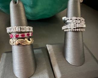 Gold and diamond stack rings