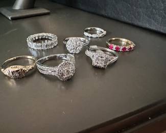 Good and diamond rings. The back one is over 4ctw Diamond eternity band in a size 6 and it’s stunning, middle rings are great engagement ring options!