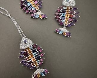 Most adorable and unique ensemble perfect for summer vacations. And goes with everything. Genuine, semi precious gemstones set in sterling silver