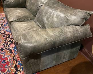 #82 - $450 - Vintage 1995 Gray Leather Couch Leathertech Dallas -79"Wx34"Dx30H