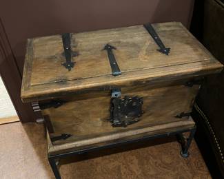 #78 - $150 - Wood Mexican Chest on Iron Stand 24"Wx12"Dx21"H