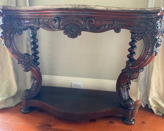 #31 - $800 - Rococo Console w/barrister back legs & gray marble top