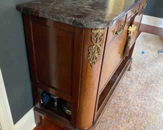 #14 - $1250 - French Louis XV style sideboard marble top c.1900 -  52"x40"x19"