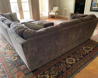 #90 - $700 - Chocolate Microsuede Sofa Ashley Furniture - Sec. 1 -102"Wx39"Dx38"H -  Sec. 2-35W"x39"Dx38"H.  Sec. 3 -39"Wx61"D